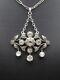 Superb Old Solid Silver Pendant And Rhinestone Lavalliere Xix