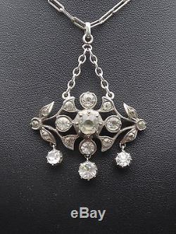 Superb Old Solid Silver Pendant And Rhinestone Lavalliere XIX