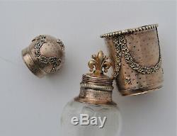 Superb Old Vial Alcohol / Melissa Crystal & Silver Gilt Nineteenth