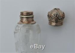 Superb Old Vial Alcohol / Melissa Crystal & Silver Gilt Nineteenth