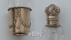 Superb Old Vial Alcohol / Melissa Crystal & Silver Gilt Nineteenth