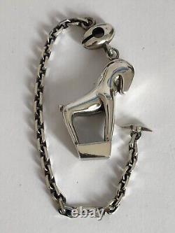 Superb RARE antique SILVER KEYCHAIN HORSE in SOLID SILVER by PUIFORCAT