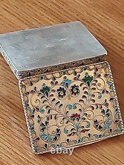 Superb Russian Enamelled Partitioned Box in Pure Silver Antique