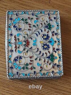 Superb Russian Enamelled Partitioned Box in Pure Silver Antique