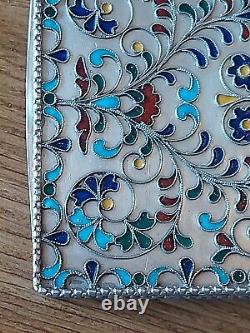 Superb Russian Enamelled Partitioned Box in Pure Silver Antique