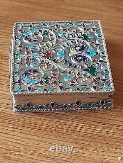 Superb Russian Enamelled Partitioned Box in Pure Silver Antique