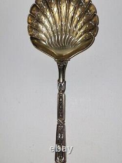Superb and antique solid silver sugar sprinkler spoon