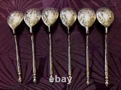 Superb, antique solid silver spoons from Russia, year 1844 and 1846