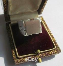 Tank Old Signet Ring 1930 Art Deco Sterling Silver 10.4 G Newfoundland