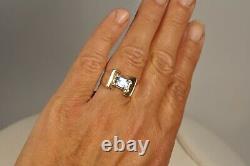 Tank Ring Silver Massif Topaz Antique Solid Silver Ring T56