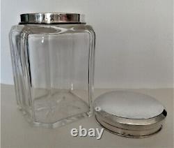 The title in English is: 'Large antique cut crystal jar, solid silver lid Minerva 1816gr Excellent condition'