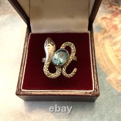 Topaz Serpent Blue, Silver Massif, Beautiful Old Original Ring