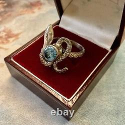 Topaz Serpent Blue, Silver Massif, Beautiful Old Original Ring