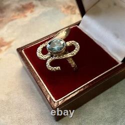 Topaz Serpent Blue, Silver Massif, Beautiful Old Original Ring