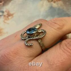 Topaz Serpent Blue, Silver Massif, Beautiful Old Original Ring