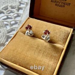 Tourmaline Natural Rose Silver Massif, Old Earrings