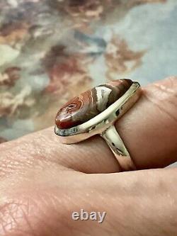 Translate this title in English: Ancient Marquise Agate Ring, Solid Silver, Unique Creator.