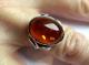 Translate This Title In English: "antique Solid Silver Ring Hallmarked With Genuine Amber, Vintage Jewelry, Size 52."