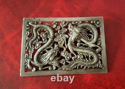 Translate this title in English: Magnificent antique solid silver brooch with a Chinese dragon motif