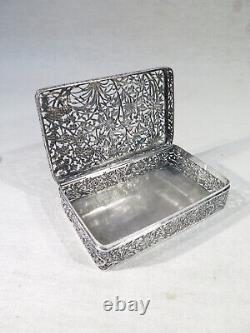 Translation: Ancient Openwork Box with Solid Silver Cricket Grill in Chinese Hallmark from the Far East
