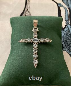 Translation: Ancient Solid Silver Cross Pendant with 11 Genuine Blue Topaz Stones by Creator