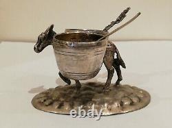 Translation: Ancient Solid Silver Salt Shaker / Pepper Shaker in the Shape of a Donkey / Mule