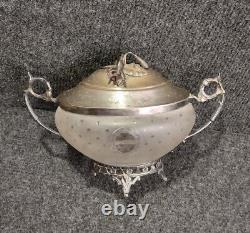 Translation: Antique Jam Cabinet / Solid Silver and Cut Crystal Candy Dish 19th century