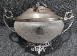 Translation: Antique Jam Cabinet / Solid Silver and Cut Crystal Candy Dish 19th century