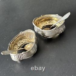 Translation: Antique Pair of Salt and Pepper Shakers, Solid Silver Art Nouveau 1900
