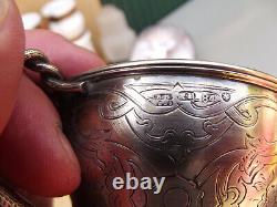 Translation: 'Antique Russian Solid Silver Chocolate Cup with 84 Nielloed Vermeil Interior'