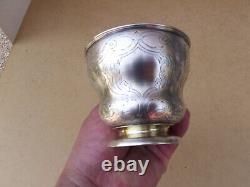 Translation: 'Antique Russian Solid Silver Chocolate Cup with 84 Nielloed Vermeil Interior'