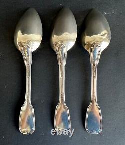 Translation: Antique set of 3 sterling silver solid silver spoons Mahler Vieillard Ceres 19th century