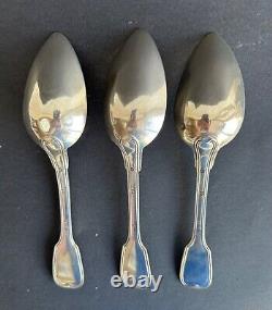 Translation: Antique set of 3 sterling silver solid silver spoons Mahler Vieillard Ceres 19th century