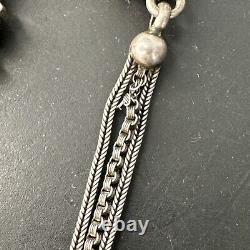 Translation: Former Great Chatelaine Pocket Watch Chain in Solid Silver with Enamel