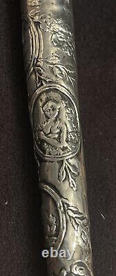Translation: Large Scroll of Religious Parchment in Solid Silver Case, L. 29cm, Antique