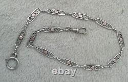 Translation: 'Old solid silver and gilt pocket watch chain Giletière'