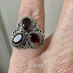 Trefle Ancienne Ring Used Silver Massif Et Grenats