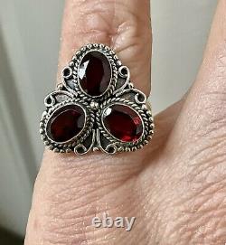 Trefle Ancienne Ring Used Silver Massif Et Grenats