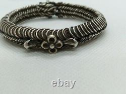 Tres Ancienne Bracelet Silver Massif Closure Screw With Flowers Ref D664