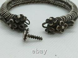 Tres Ancienne Bracelet Silver Massif Closure Screw With Flowers Ref D664