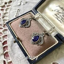 Tres Belles Anciennes Earrings In Silver Massif Used Natural Sapphire