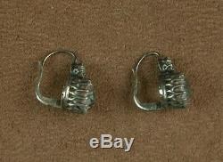 Tres Jolie Pair Of Old Earrings Silver & Grosses Pierres Blanches