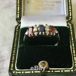 Trilogy Old Sapphire Ring Garnet Topaz Sterling Silver