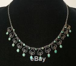 Turquoise Necklace Old Silver Massif