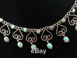 Turquoise Necklace Old Silver Massif