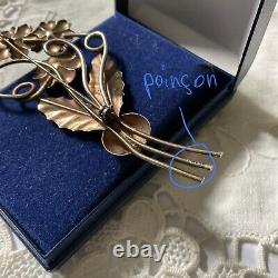 USA Creator C1930 Art Deco Large Antique Vermeil Solid Silver Brooch