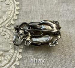 Unique Baroque Pearl, Silver, Gold, Rare Antique Designer Brooch