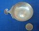V68 Rare Small Tastevin Silver Wine Cup Kidney Handle Engraved Flower Antique