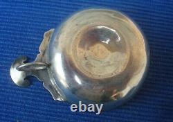 V68 Rare Small Tastevin Silver Wine Cup Kidney Handle Engraved Flower Antique