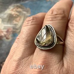 Veritable Insize Citrine, Silver Massif, Unique Old Ring